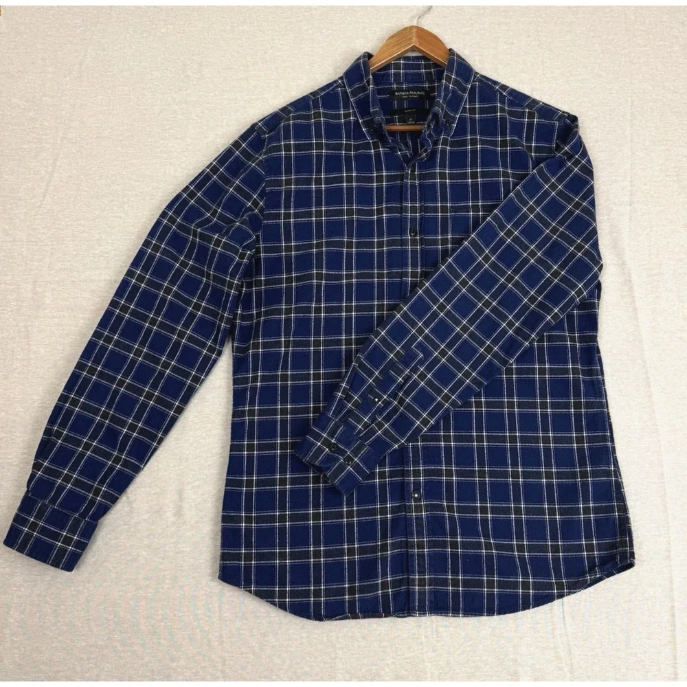 Banana Republic Luxe Flannel Shirt Button Up Long Sleeve Size M